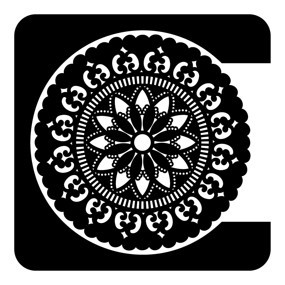 6 onderzetters + houder, zwart OZ1