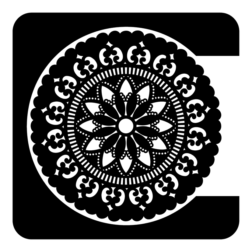 6 onderzetters + houder, zwart OZ1