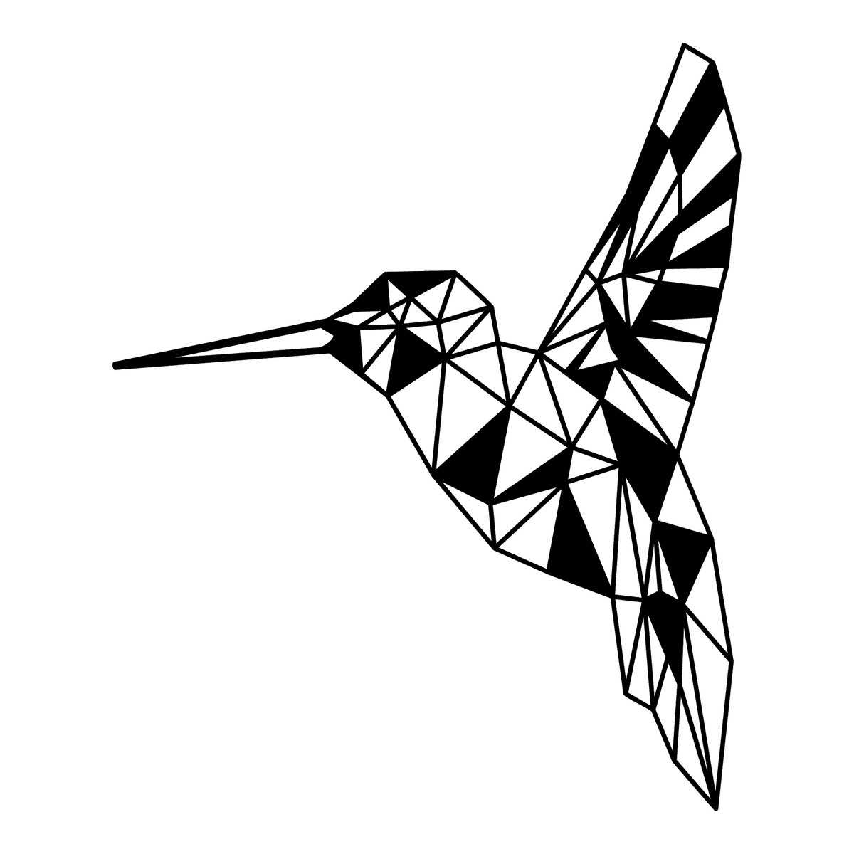 Geometrische kolibri 45 cm, zwart