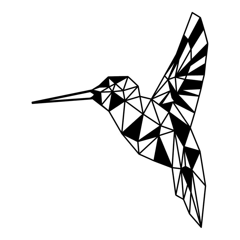 Geometrische kolibri 45 cm, zwart