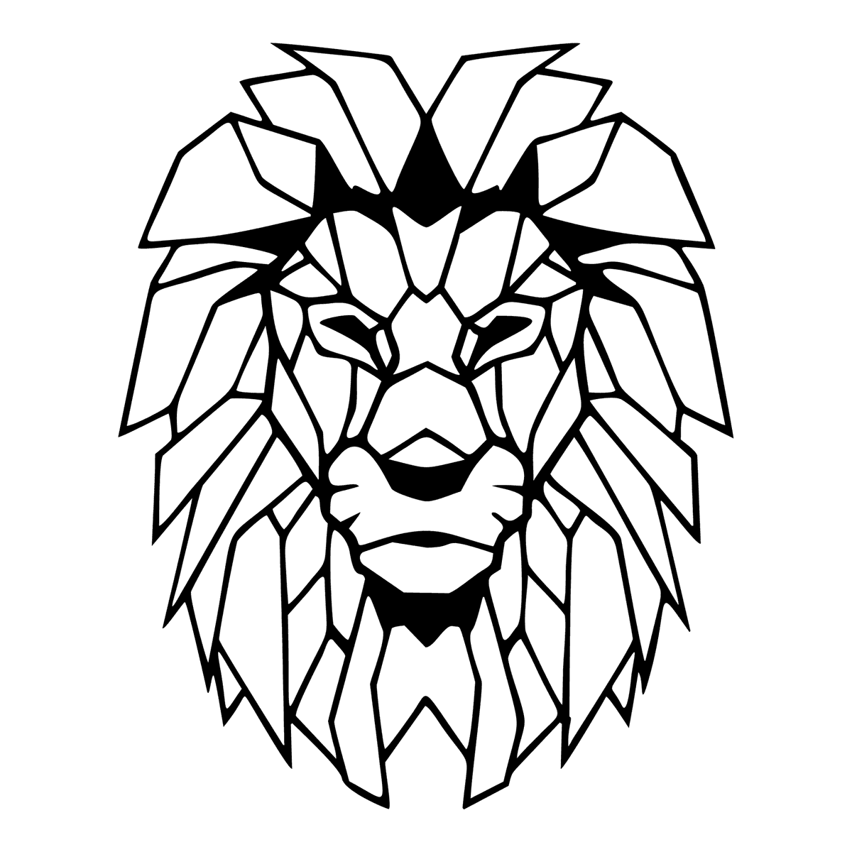 Geometrische leeuw 60 cm, zwart