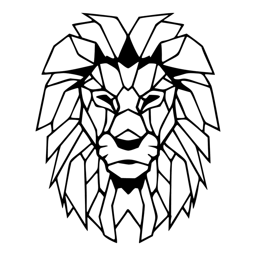 Geometrische leeuw 60 cm, zwart